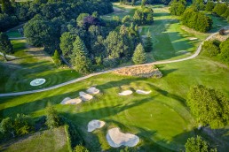 Aerial photo of hole 3 at Addington Palace Golf Club